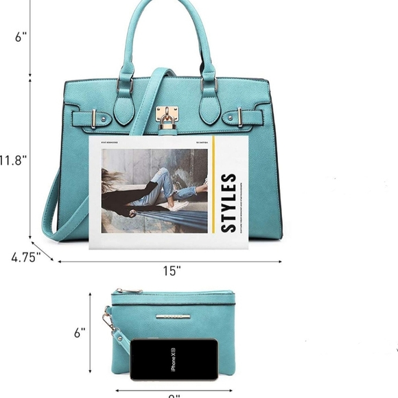 Padlock Togo Vegan Leather Satchel Set - Picture 8 of 16